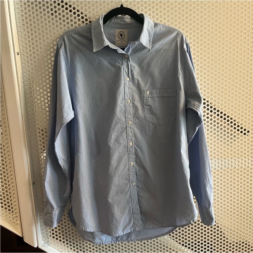Aritzia Talula Oxford Boyfriend Fit Button Down Shirt Size Medium in Blue